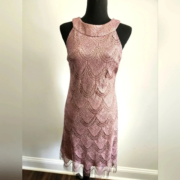 Dress Barn Dresses & Skirts - Dressbarn Lace Crochet Lace Cocktail Midi Dress Gold